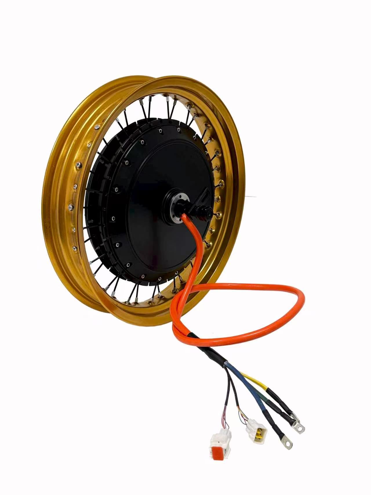 17*3.0 Different  Color Motorcycle Rim With Rear 150-155mm Dropout QS 273 8000W Motorwheel with Single Freewheel