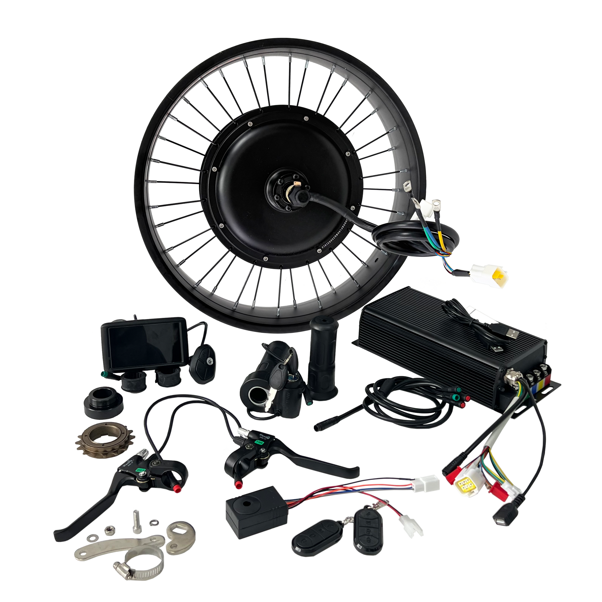 20x4.0 Fat Rim 190mm Dropout 3000W Ebike Hub Motor All Waterproof Kit, Hall‑Sensor Equipped | Sabvoton 80A V2 Controller, UKC1+P Color Display, Full Waterproof Wiring NBPower