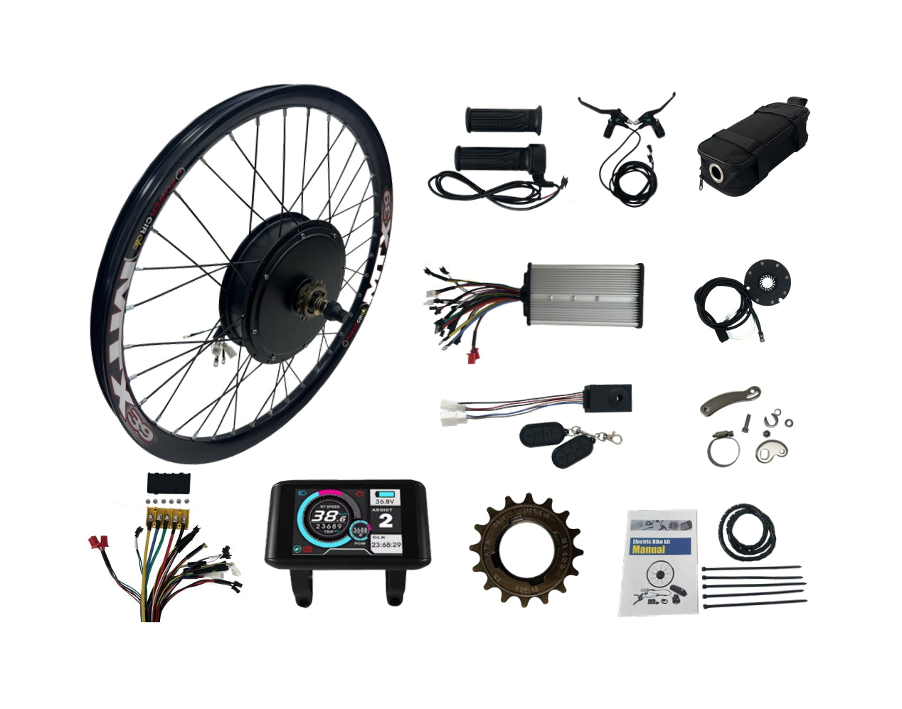 UK warehouse;135mm dropout 3000W Motorwheel with single freewheel  ; MTX rim with Rear 3000W Ebike kit with 80A dual mode controller ,UKC1 color display ,alarm lock ebike parts