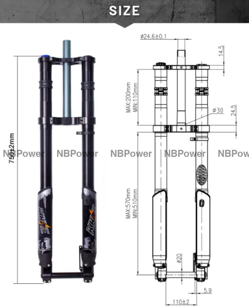 KKE 110*20 thru axle front fork with front fender