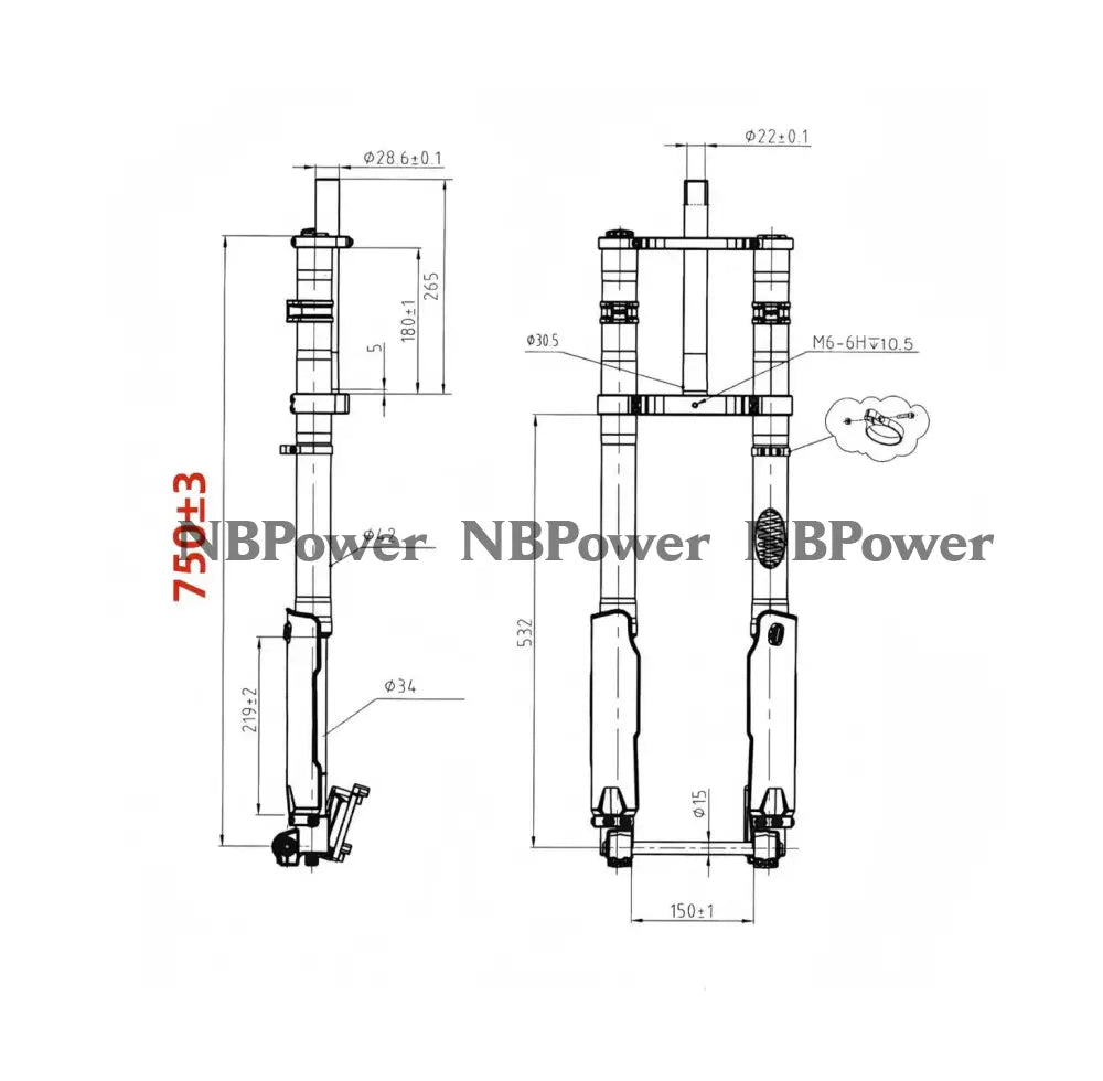 KKE 750MM Double Shoulder Inverted Front Fork 26/27.5 Inch for Snowy Fat Bike Straight Tube Oil Spring Suspension Disc