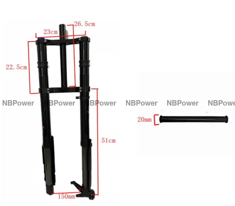 KKE 750MM Double Shoulder Inverted Front Fork 26/27.5 Inch for Snowy Fat Bike Straight Tube Oil Spring Suspension Disc