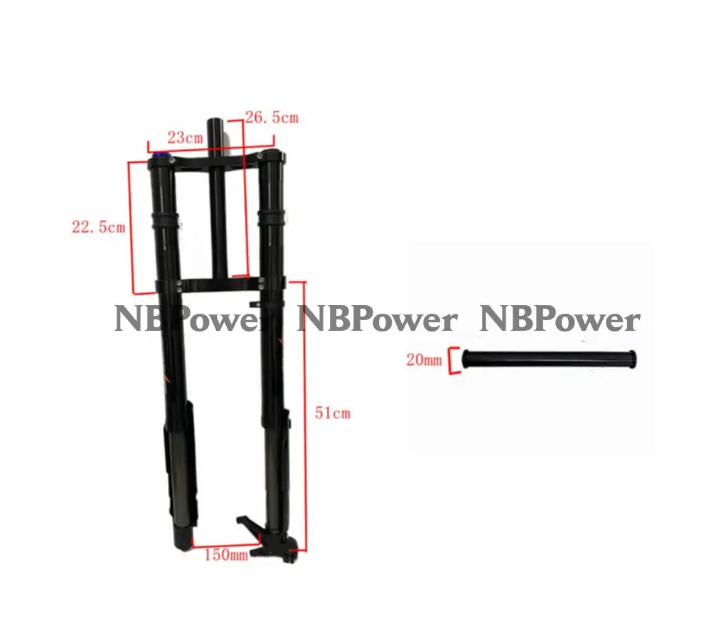 KKE 750MM Double Shoulder Inverted Front Fork 26/27.5 Inch for Snowy Fat Bike Straight Tube Oil Spring Suspension Disc