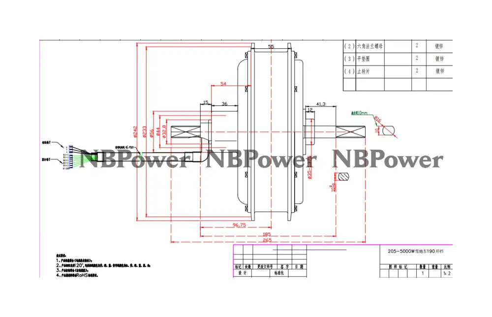 NBpower 20X4.0 190mm Dropout 72V 3000W Motor Wheel for Fat Bike Snow Bike