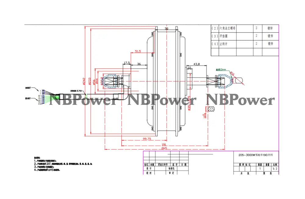 NBpower 20X4.0 190mm Dropout 72V 5000W Motor Wheel for Fat Bike Snow Bike