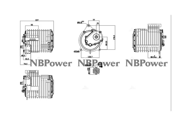 QSMOTOR QS138-C 3000W 70H V3 Mid Drive Motor With Fardriver ND72680 Controller Conversion Kit NBPower