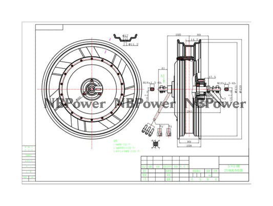 QS206 2000W V4 17inch 72V 70KPH Electric In Wheel Hub Motor Motor