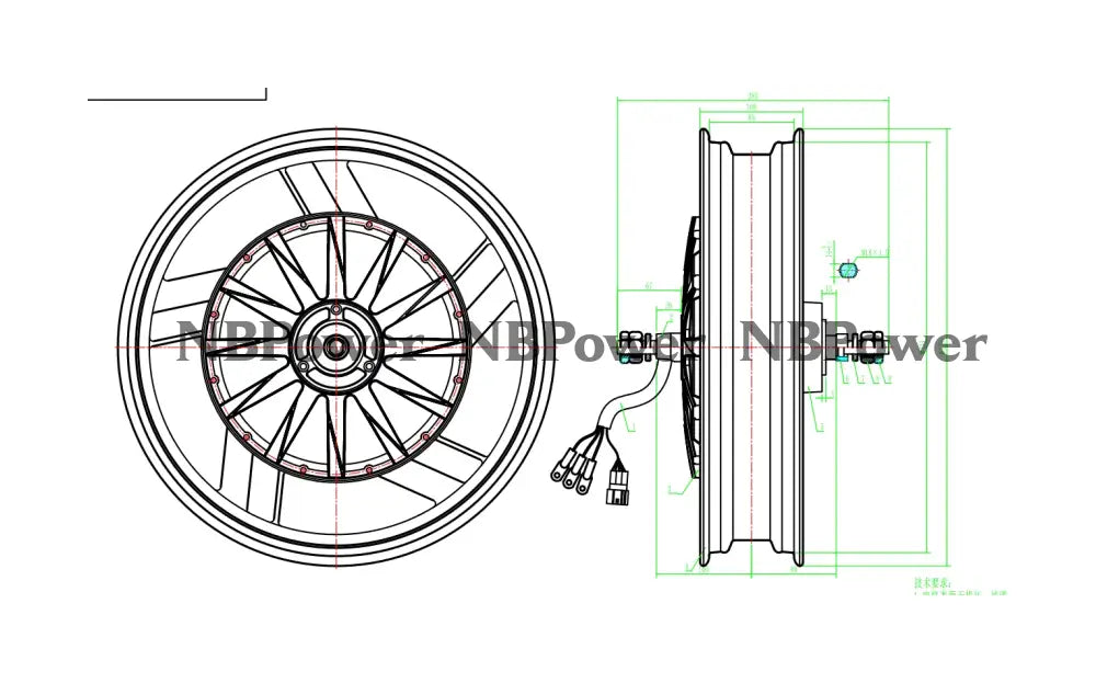 QS260 17*3.0inch 3000W V1 72V 70KPH Hub Motor 3000W Scooter Hub Motor