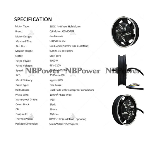 QS273 17*3.5inch 4000W V3 Electric Motorcycle Hub Motor Motor