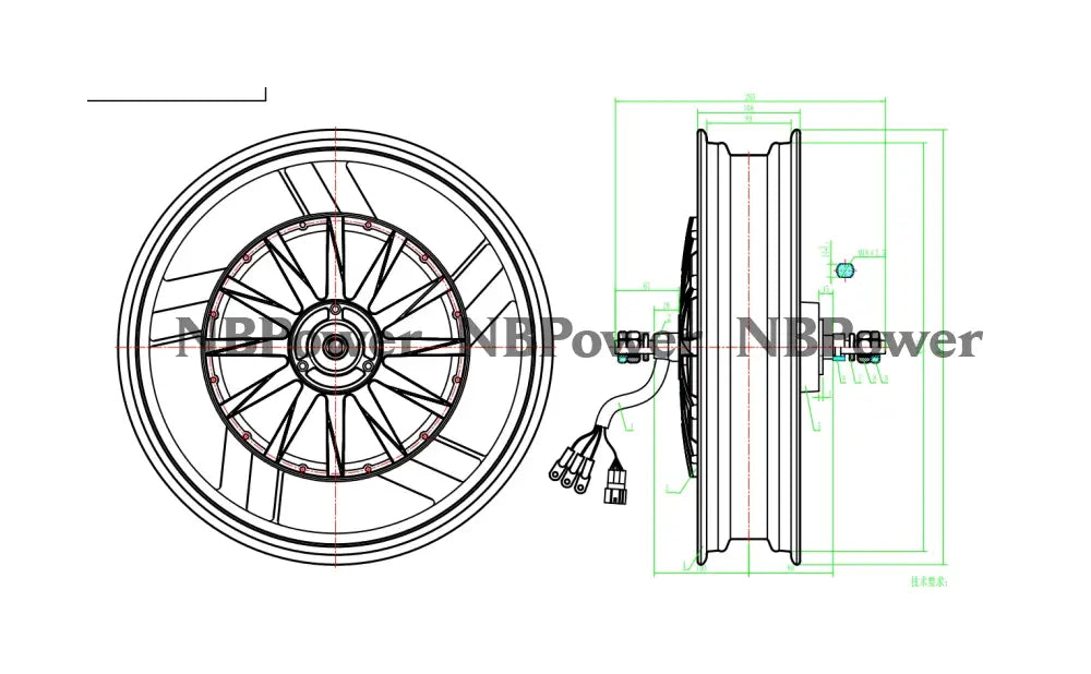 QSmotor 17*3.5inch 2000W 200mm dropout Electric Hub Motor for Motorcycle Application Motor