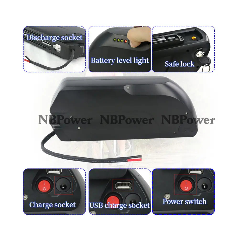 USA Warehouse,Free Shipping,48V 16AH shark Shell battery with 48V 2A Charger,48V Battery for 500W- 1500W Ebike