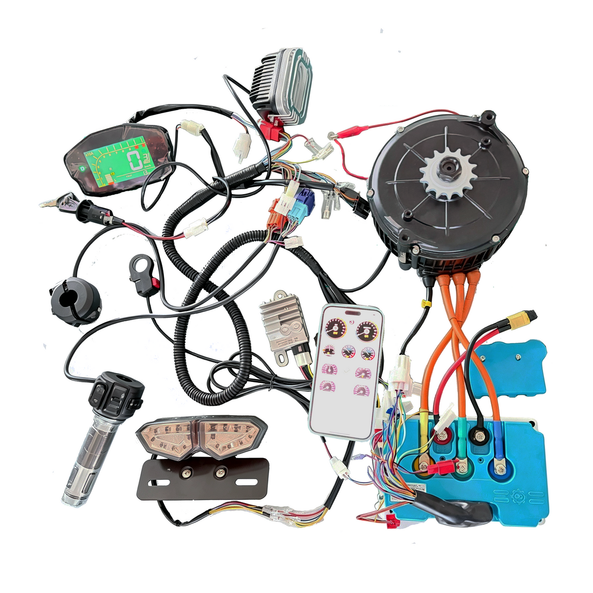 QSMOTOR QS165 V2 5000W 72V 35H Hall Version/encoder  Mid Drive Motor Kits with ND72680 Controller  ，DKD display or NBTFT-5 Color   Display and Throttle NBPower