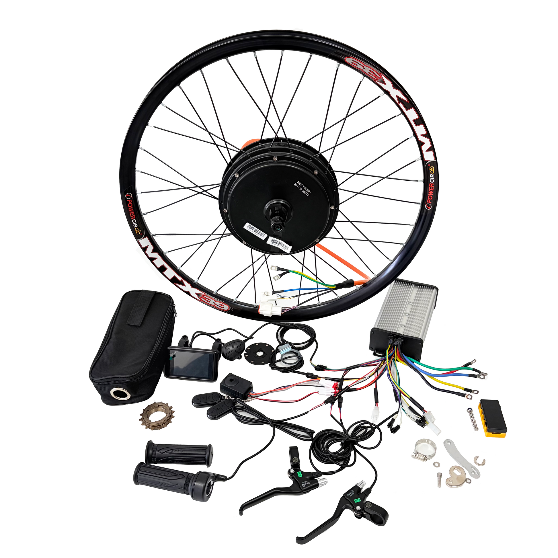 QS205 20inch/24inch/26inch/27.5inch/29inch/700C  150mm Dropout 3000W MTX Rim Ebike Rear Hub Motor Wheel  Single Speed Freewheel 3T/3.5T/4T/5T Winding For Choose ，80A Dual mode Controller +UKC1 Display Conversion Kit NBPower